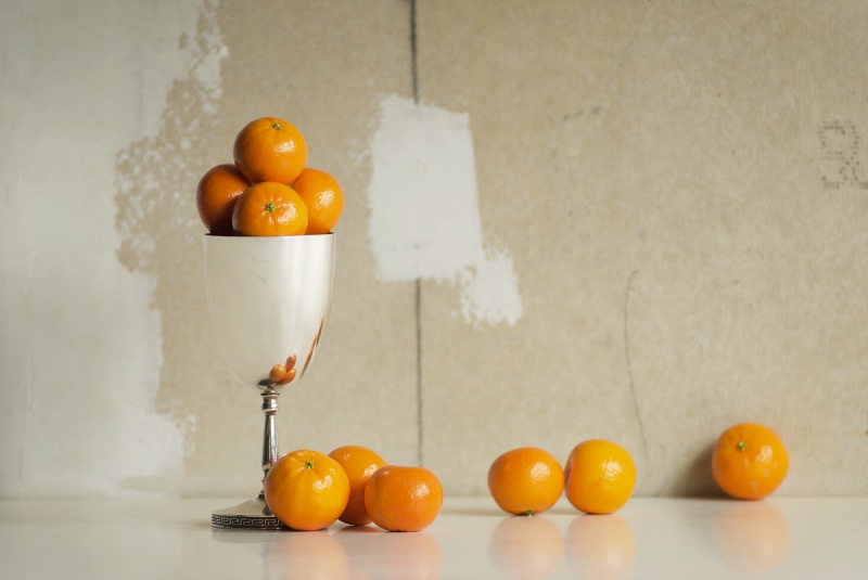 still life of clementines in chalice - after